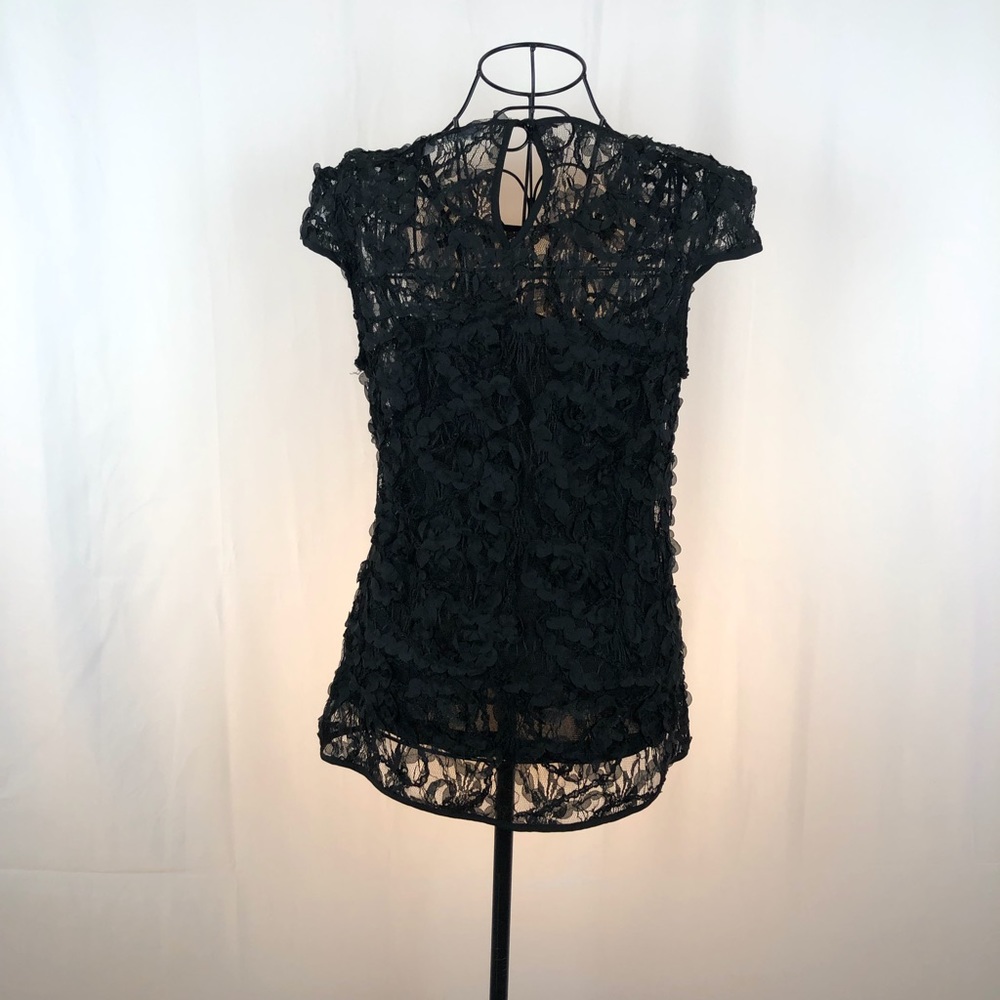 New York & Company sheer lace overlay top S - Picture 5 of 8